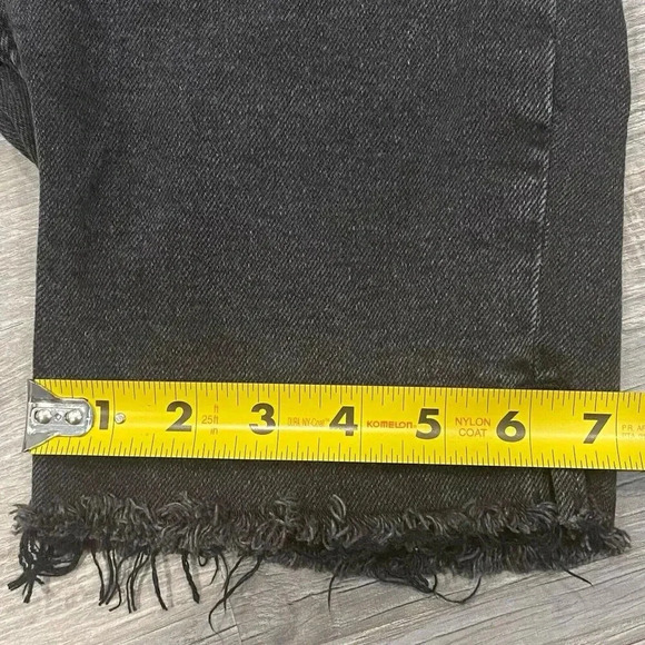 We The Free People Denim Frayed Cut Off Shorts size 24 Bermuda Button Fly Boho - Picture 10 of 16